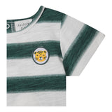 Carre'Ment Beau T-Shirt Girocollo Fantasia A Strisce Bianco/Verde Per Neonato