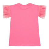 Diesel Abito Tinta Unita Girocollo E Tulle Rosa Per Bambina