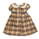 LA STUPENDERIA abito mezza manica tinta unita con fantasia a quadri Beige per Neonata TJAB46N BEIGE LA STUPENDERIA 