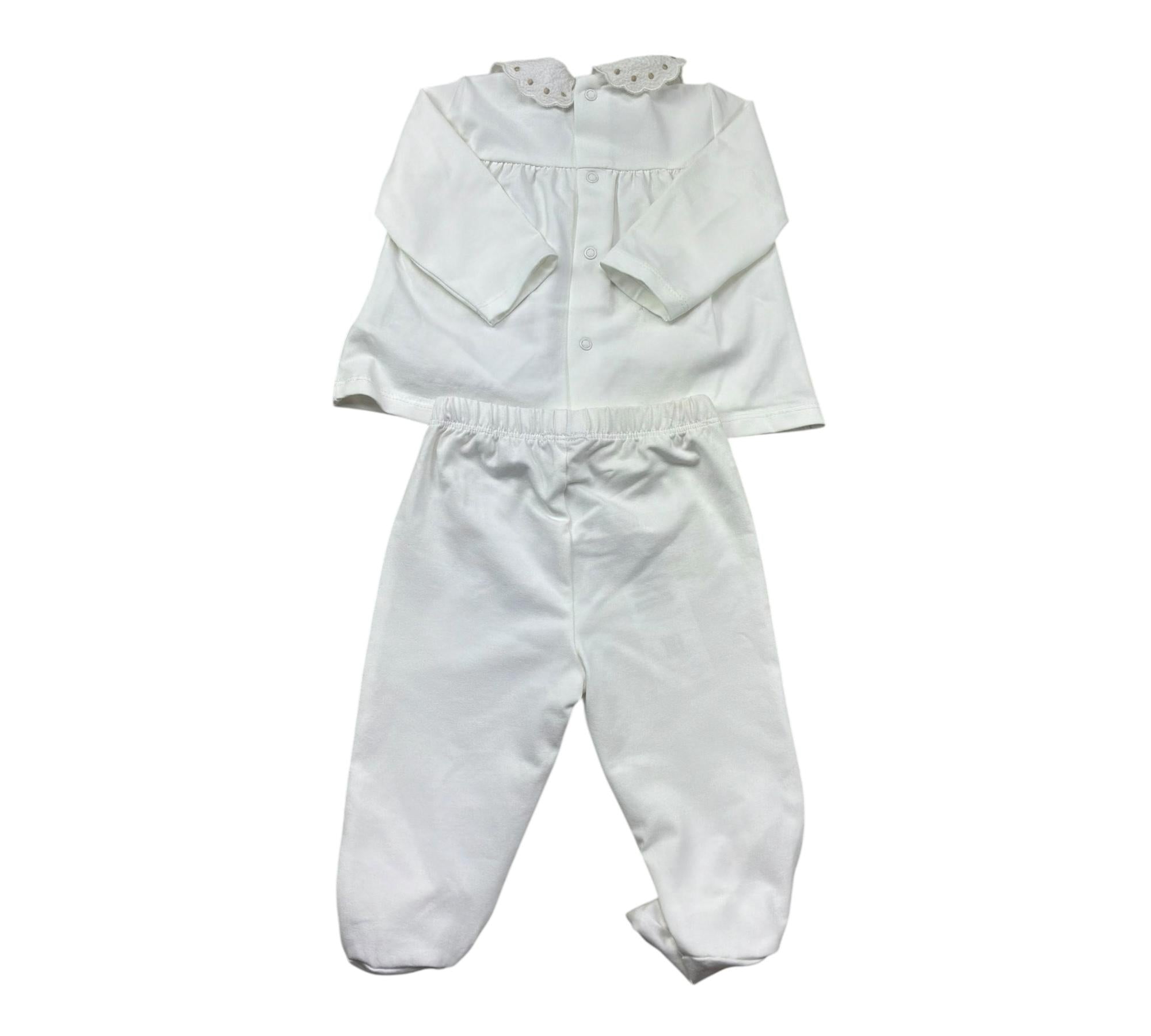 Le Bebe Completo 2 Pezzi Shirt-Ghettina Tinta Unita per Neonata LBG6305 BIANCO LE BEBE 