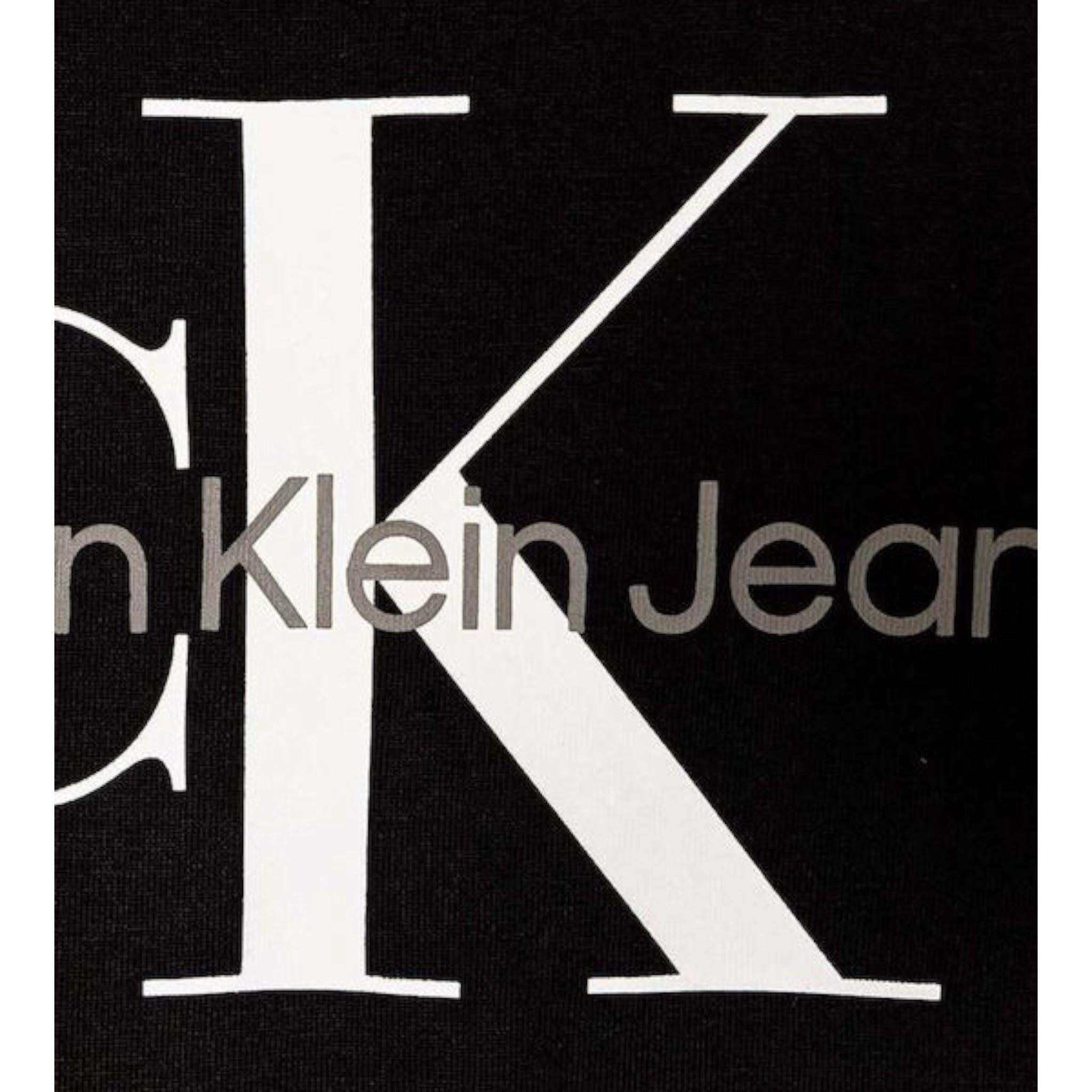 Calvin Klein T-Shirt Girocollo Tinta Unita con Stampa per Bambino IU0IU00676X NERO CALVIN KLEIN 