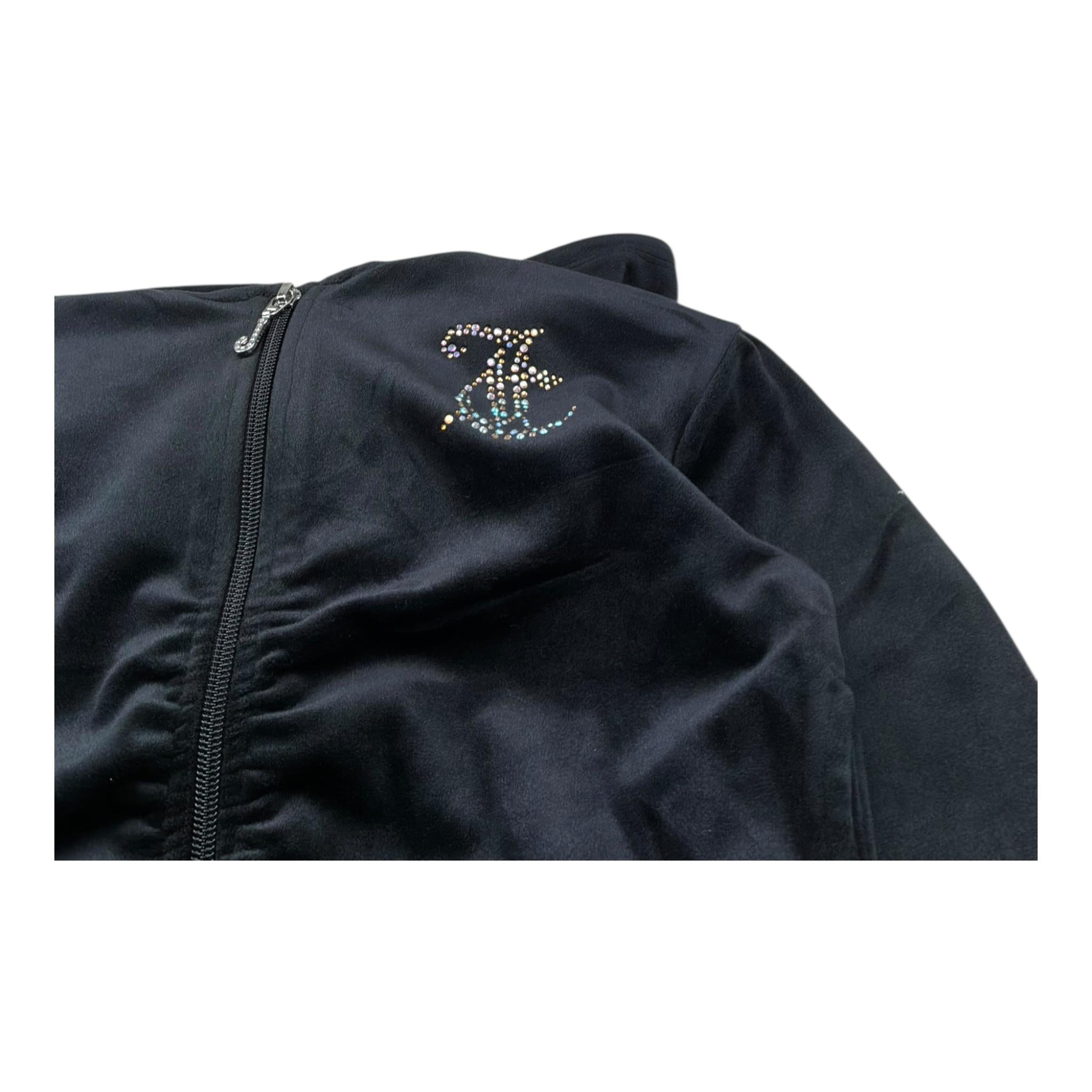 Juicy Couture Felpa Tinta Unita con Zip E Cappuccio per Bambina JBX6514 NERO JUICY COUTURE 