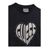 Guess T-Shirt Girocollo Tinta Unita con Stampa Logo per Bambina J4RI46J131 NERO GUESS 