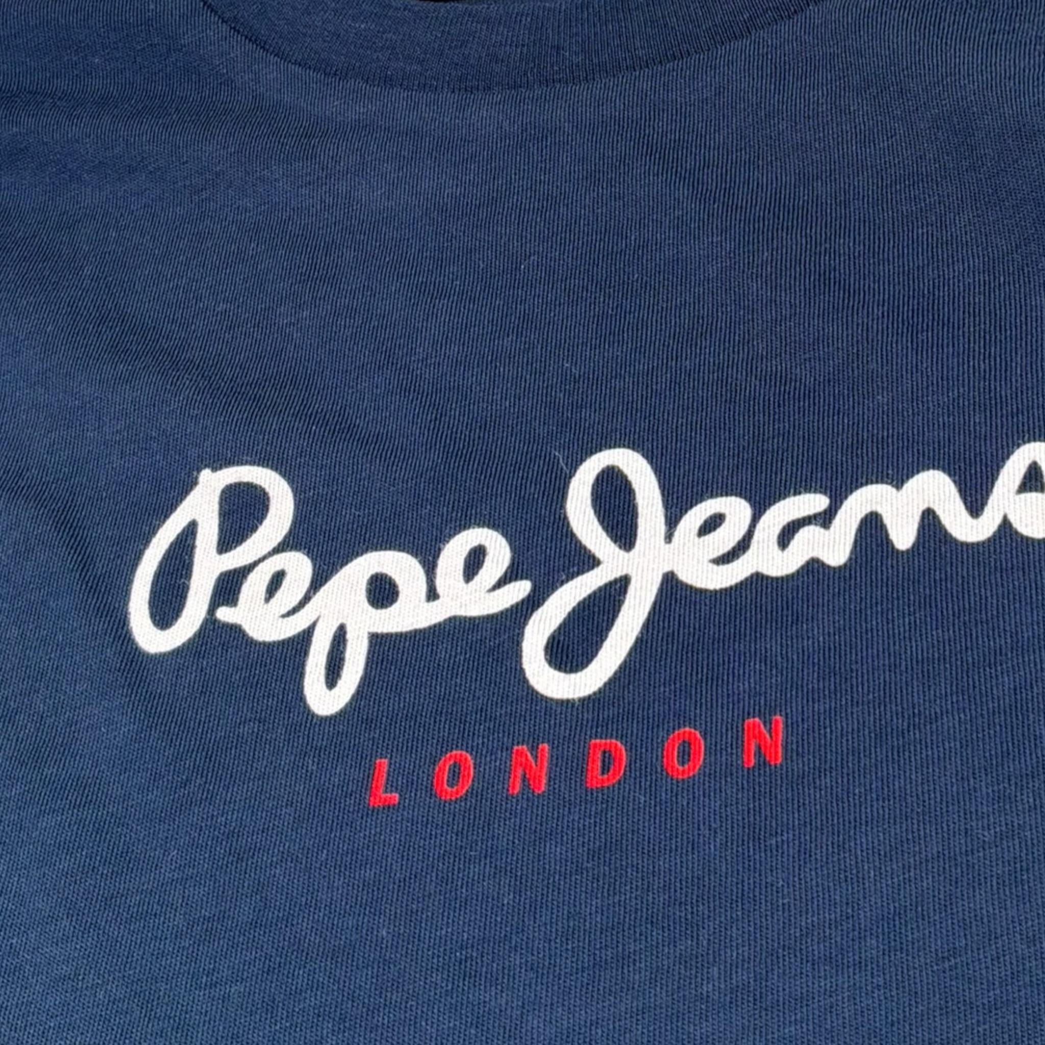 Pepe Feamo Shirt Girocollo Tinta Unita con Stampa per Bambino PB503993 BLU PEPE JEANS 