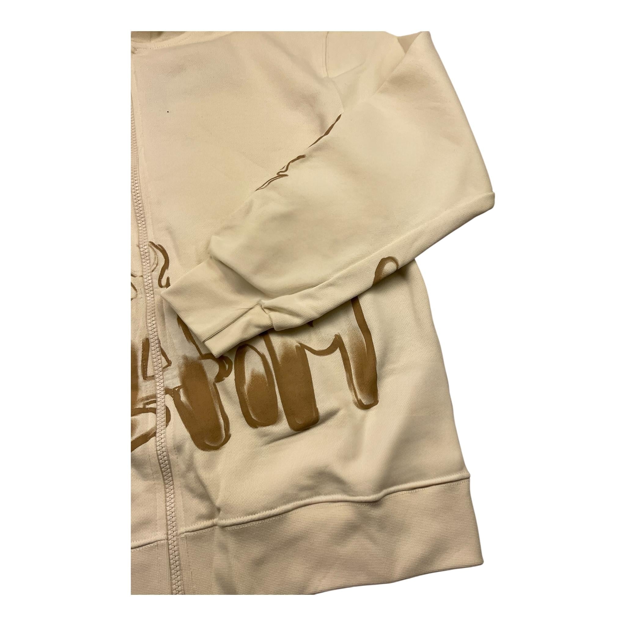 DISCLAIMER felpa con zip e cappuccio tinta unita con logo Panna per Bambino 24IDK58226 PANNA DISCLAIMER 