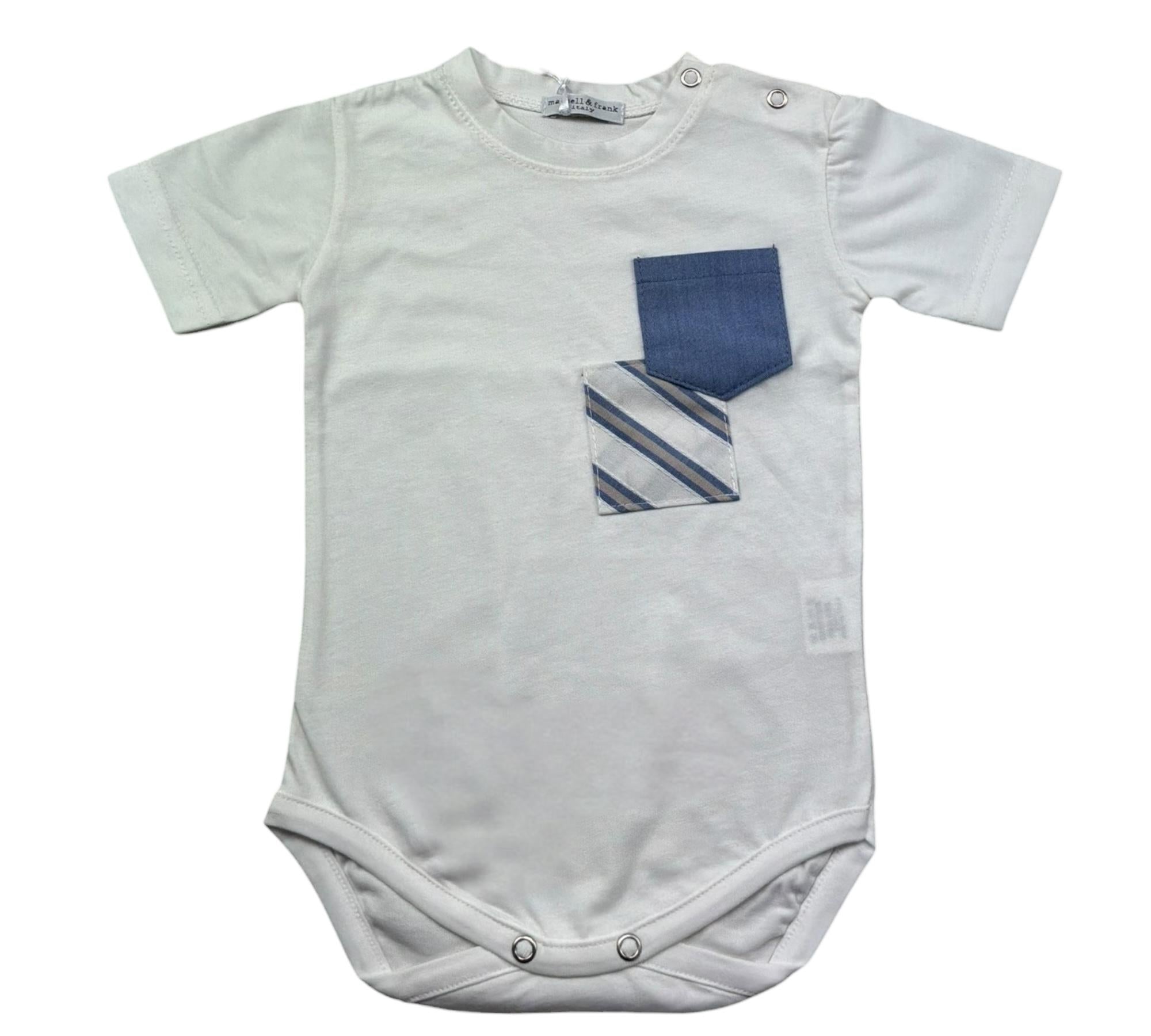 Manuel & Frank Body Mezza Manica Tinta Unita con Taschino per Neonato MF7346I BIANCO MANUEL & FRANK 