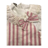 Marlu' Completo 2 Pezzi Camicia-Salopette Panna/Rosa Per Neonata