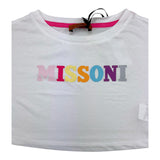 Missoni T-Shirt Tinta Unita Con Stampa Modello Crop Bianco Per Bambina