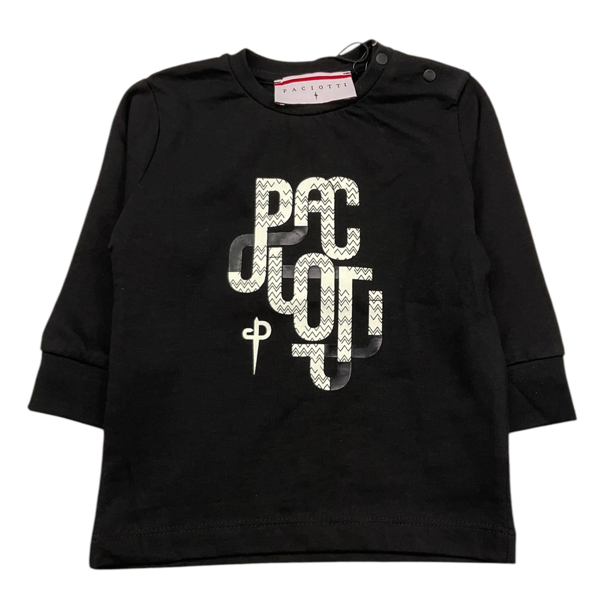 CESARE PACIOTTI shirt girocollo tinta unita con stampa Nero per Neonato TSP5352B NERO CESARE PACIOTTI 