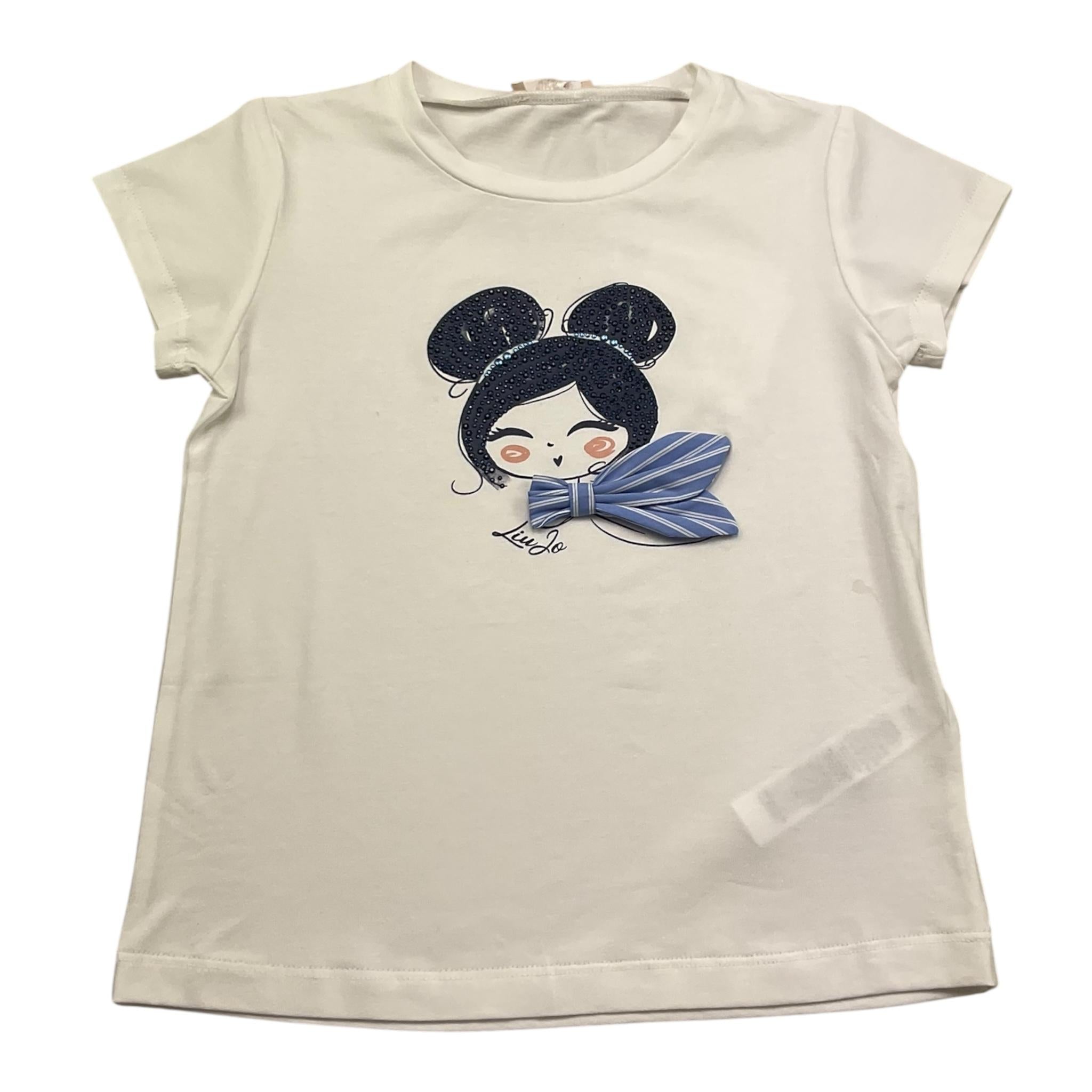 Liu Jo T-Shirt Tinta Unita Girocollo con Stampa per Bambina KA5039X BIANCO LIU JO 