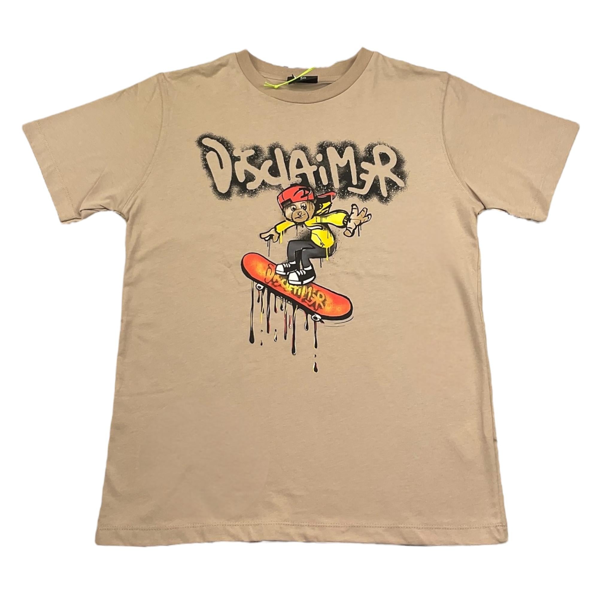 Disclaimer T-Shirt Girocollo Tinta Unita con Stampa per Bambino 25EDK8417 BEIGE DISCLAIMER 