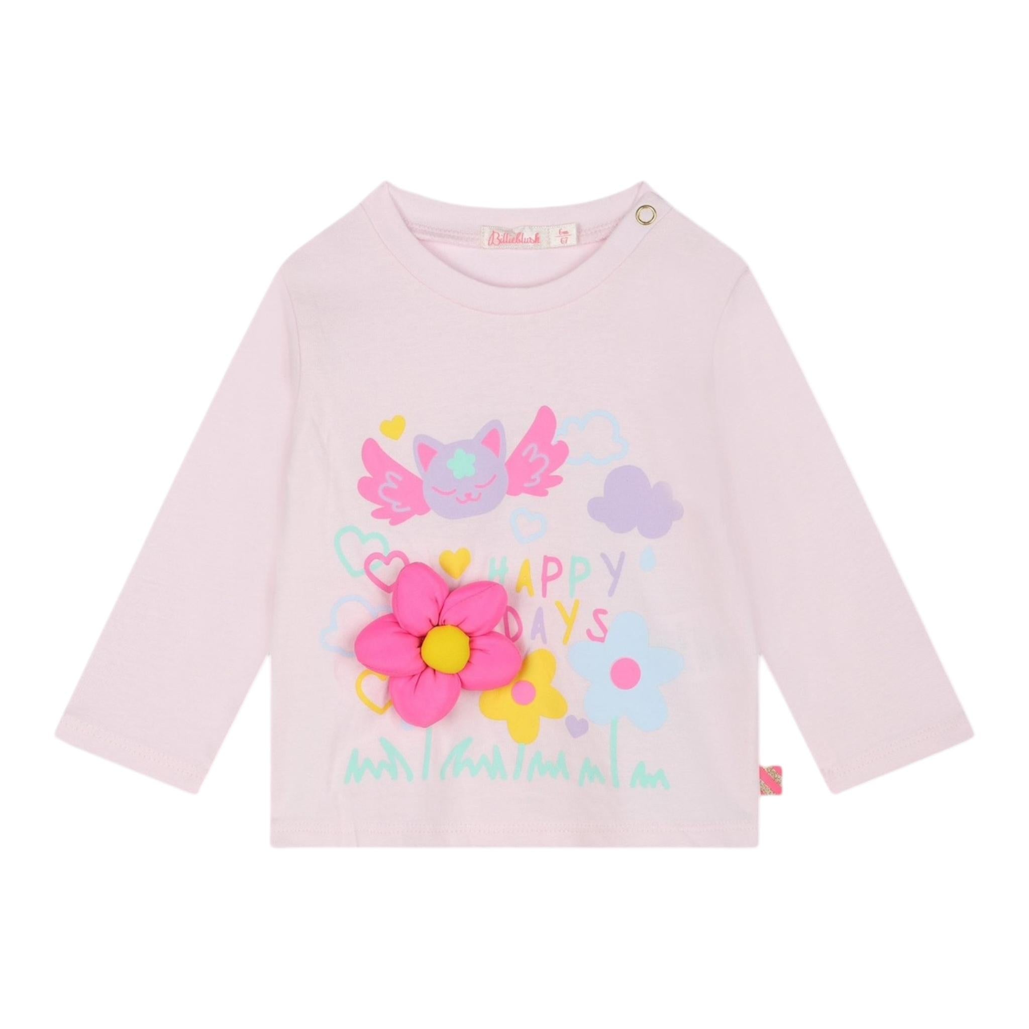 BillIEBLUSH shirt girocollo tinta unita con stampa  Rosa per Neonata U20404 ROSA BillIEBLUSH 