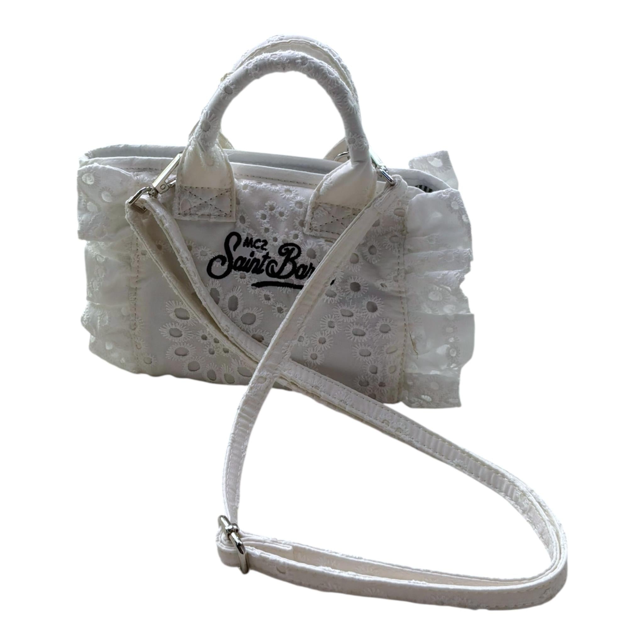 Saint Barth Borsa Tinta Unita con Stampa E Tracolla per Bambina 00434L BIANCO SAINT BARTH 