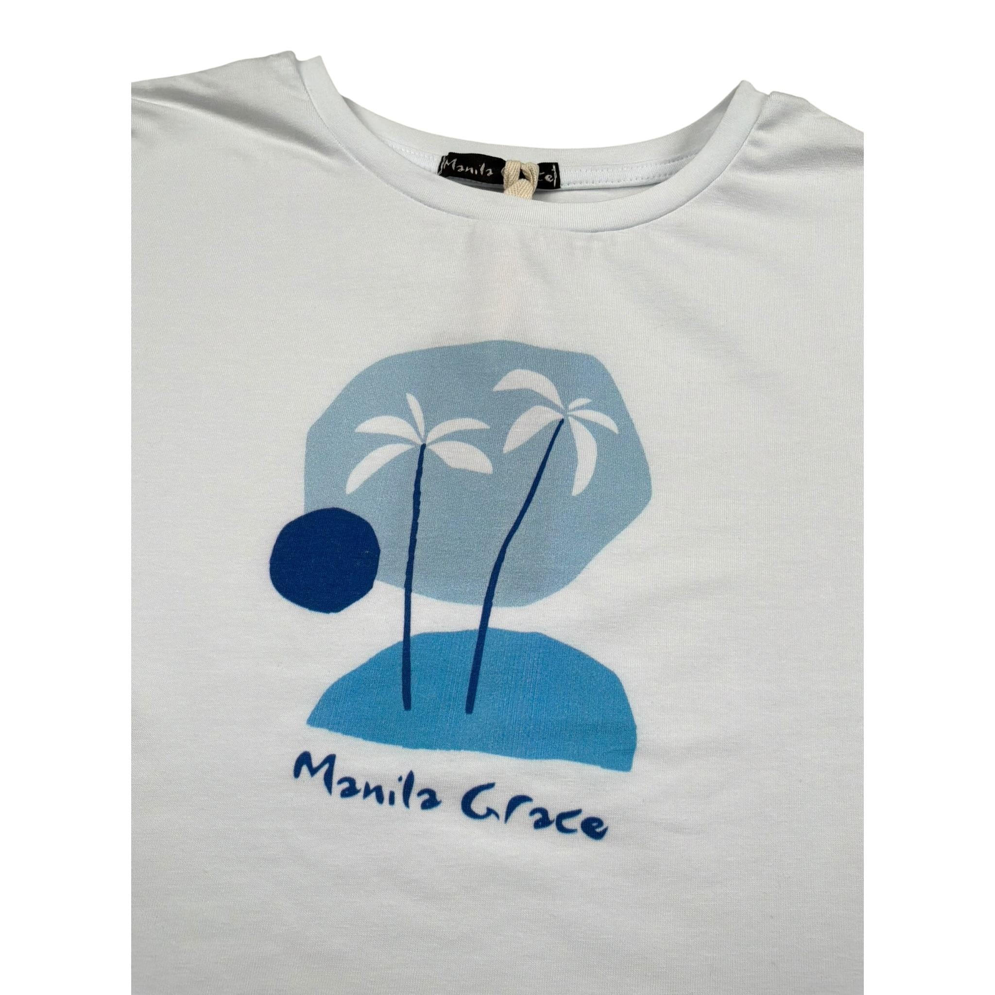 Manila Grace T-Shirt Girocollo Tinta Unita con Stampa per Bambina MG2642 BIANCO MANILA GRACE 