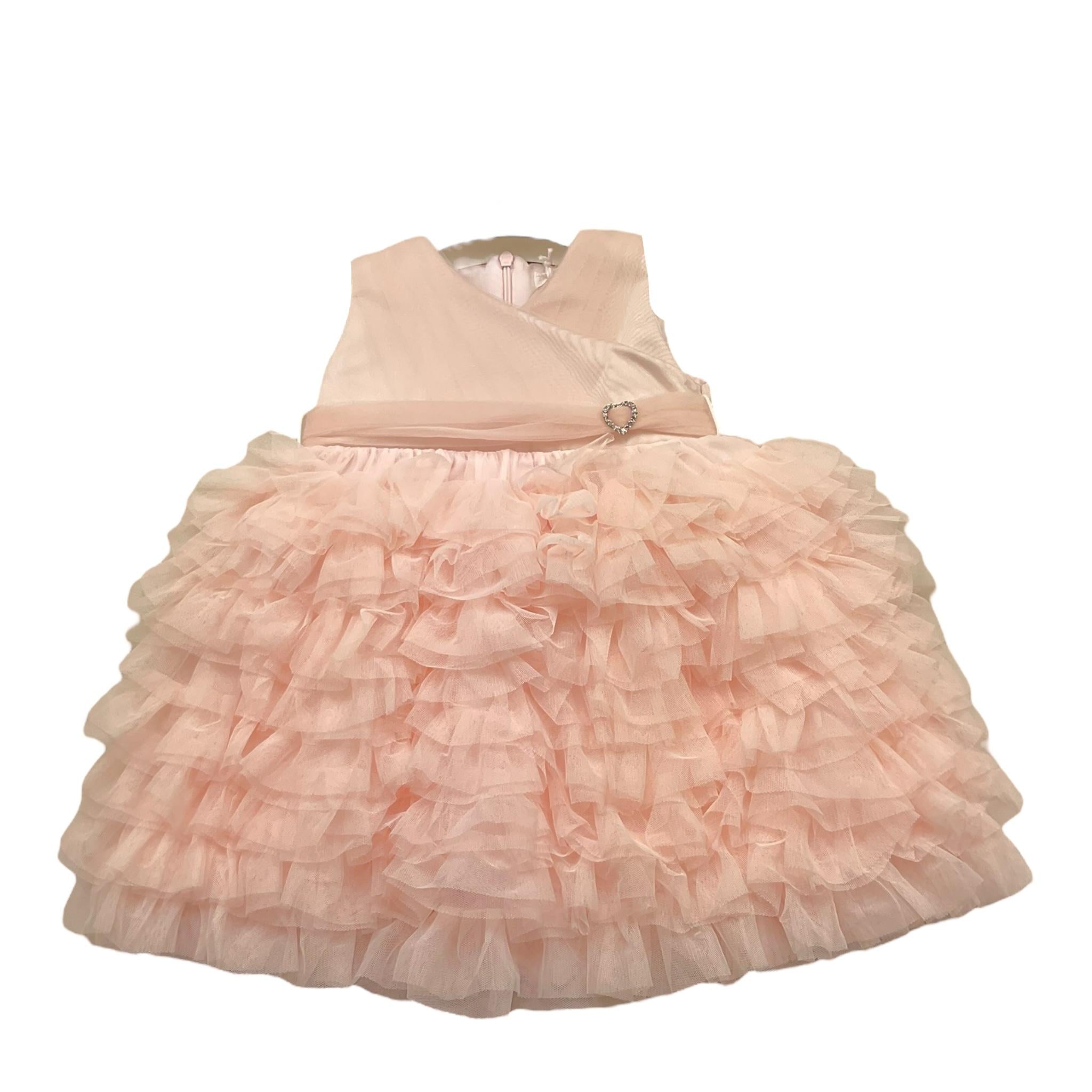 Ninnaoh Abito Giromanica Tinta Unita Giromanica con Tulle per Neonata E24AB44 ROSA NINNAOH 
