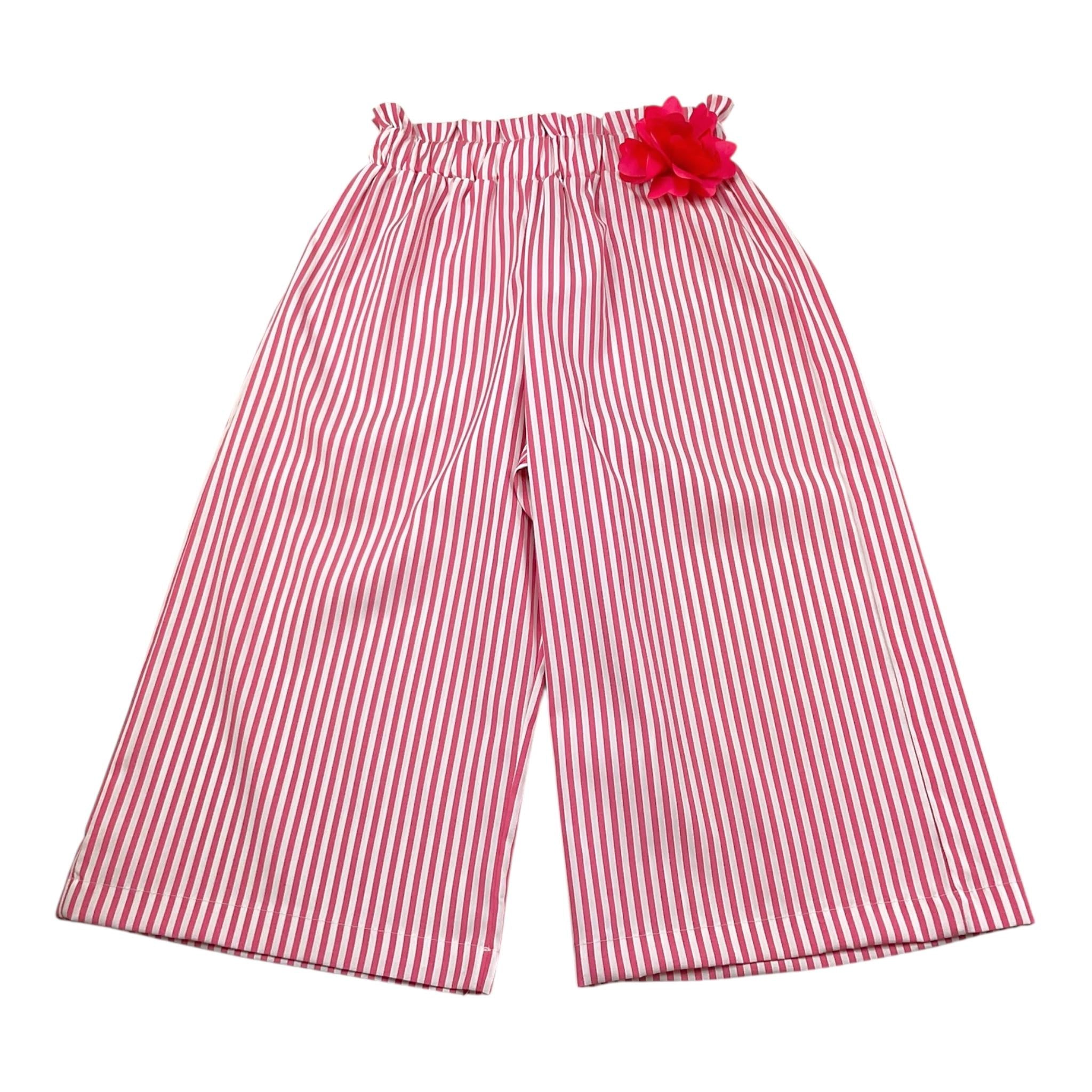 Janice Pantalone Tinta Unita Modello A Palazzo con Fantasia A Righe per Bambina JN461B BIANCO JANICE 