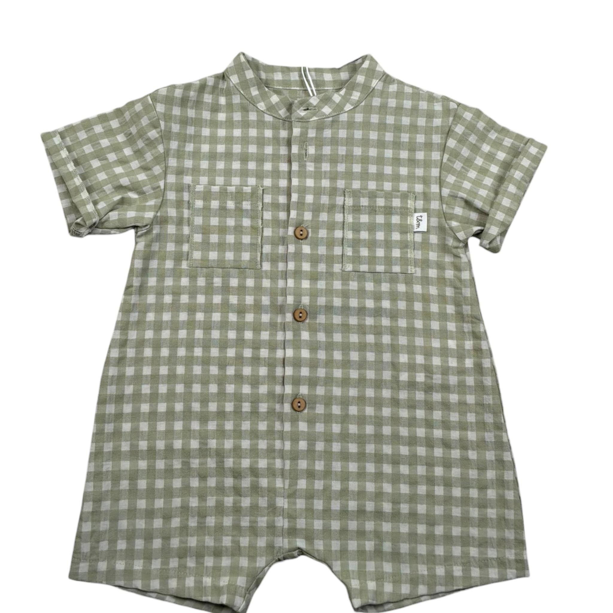 Teddy E Minou Pagliaccetto Mezza Manica Tinta Unita con Stampa per Neonato E25TU047C3159 VERDE TEDDY E MINOU 