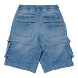 Diesel Bermuda In Denim Tinta Unita Con Elastico In Vita Azzurro Per Bambino
