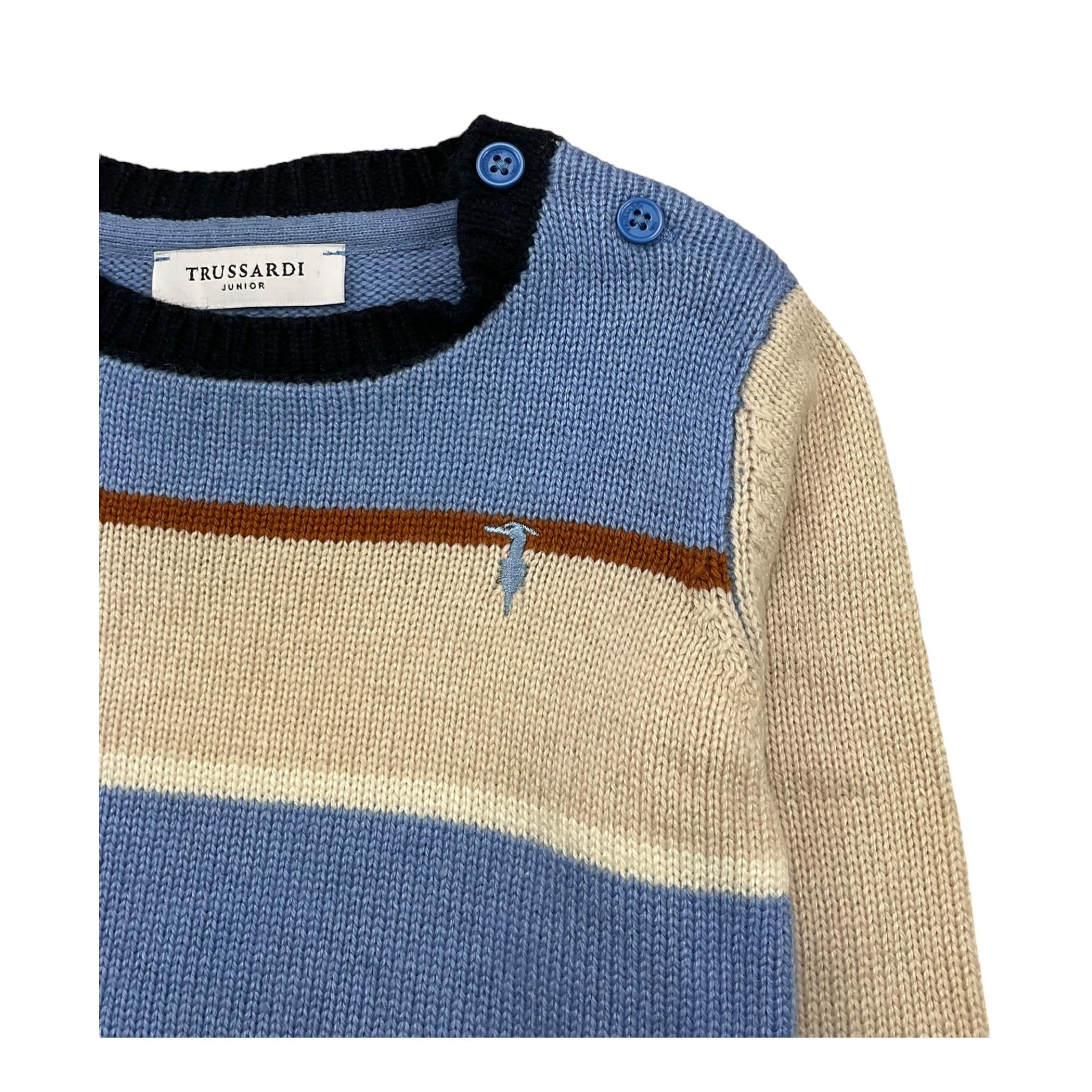 TRUSSARDI maglia girocollo tinta unita con maniche in contrasto Azzurro per Neonato TIA25103MA AZZURRO TRUSSARDI 