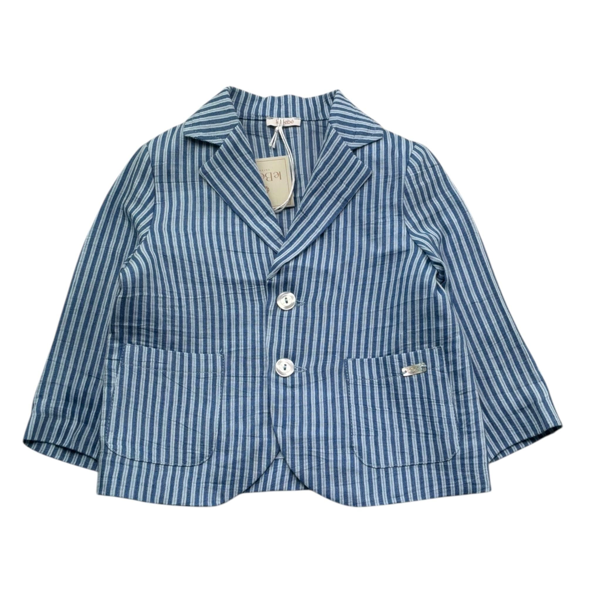 Le Bebe' Giacca Tinta Unita con Fantasia A Righe per Neonato LBB5356 BLU LE BEBE' 