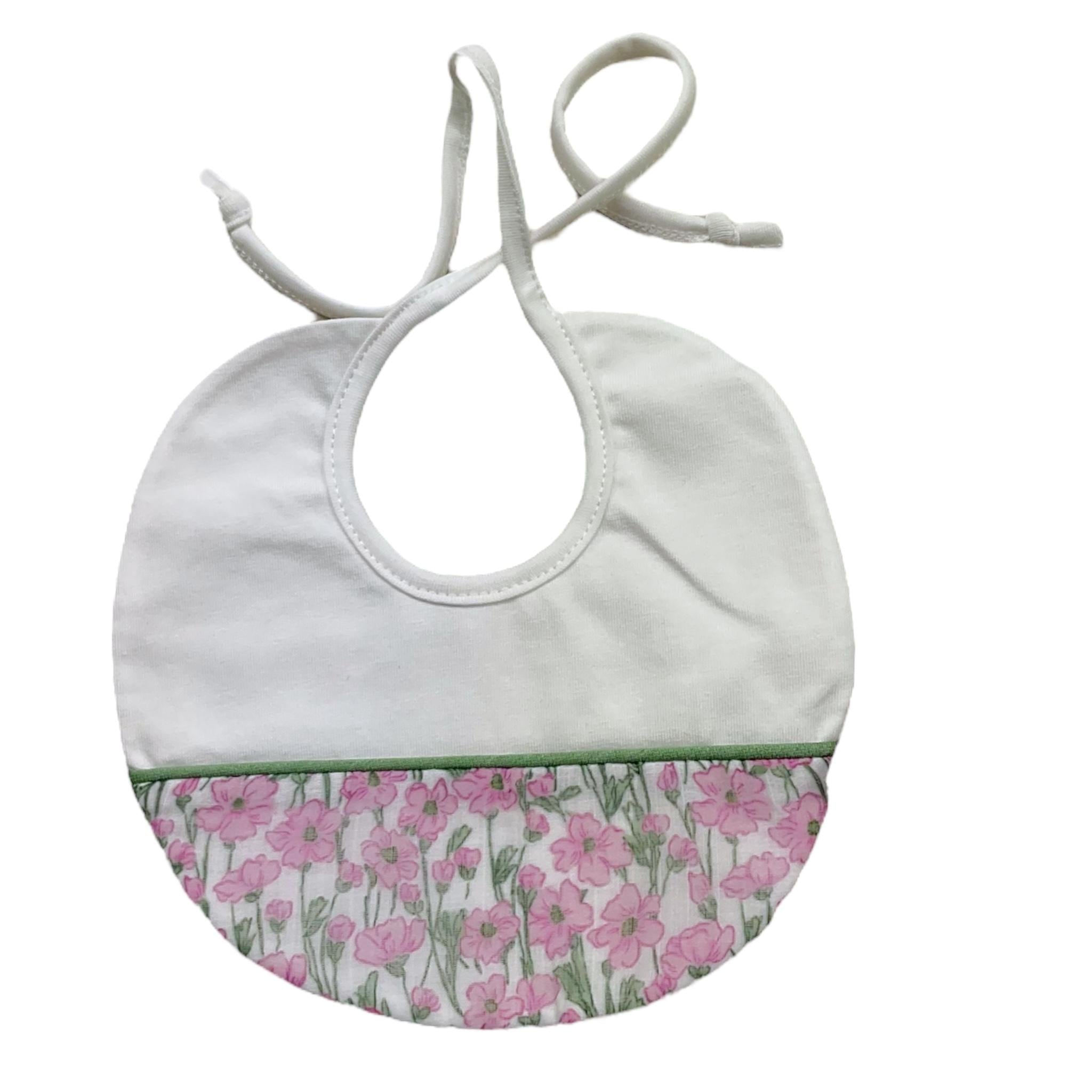 Ninnaoh Bavetta Tinta Unita con Fantasia Fiori per Neonata E25BA68 BIANCO NINNAOH 