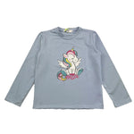 MOUSSE shirt girocollo tinta unita con stampa unicorno Azzurro per Bambina HKTL361WJ AZZURRO MOUSSE 