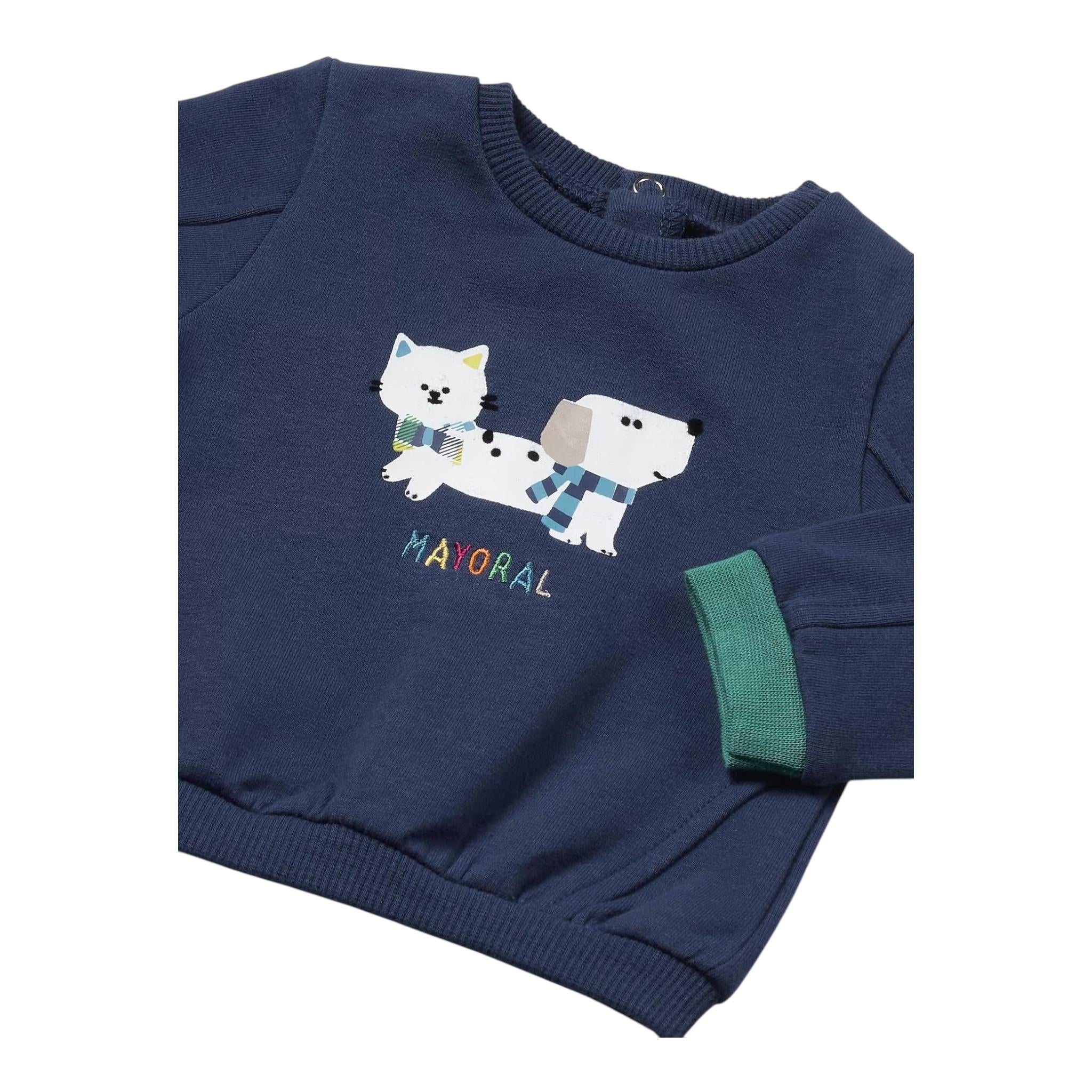 MAYORAL felpa girocollo tinta unita con stampa Blu per Neonato 2455 BLU MAYORAL 