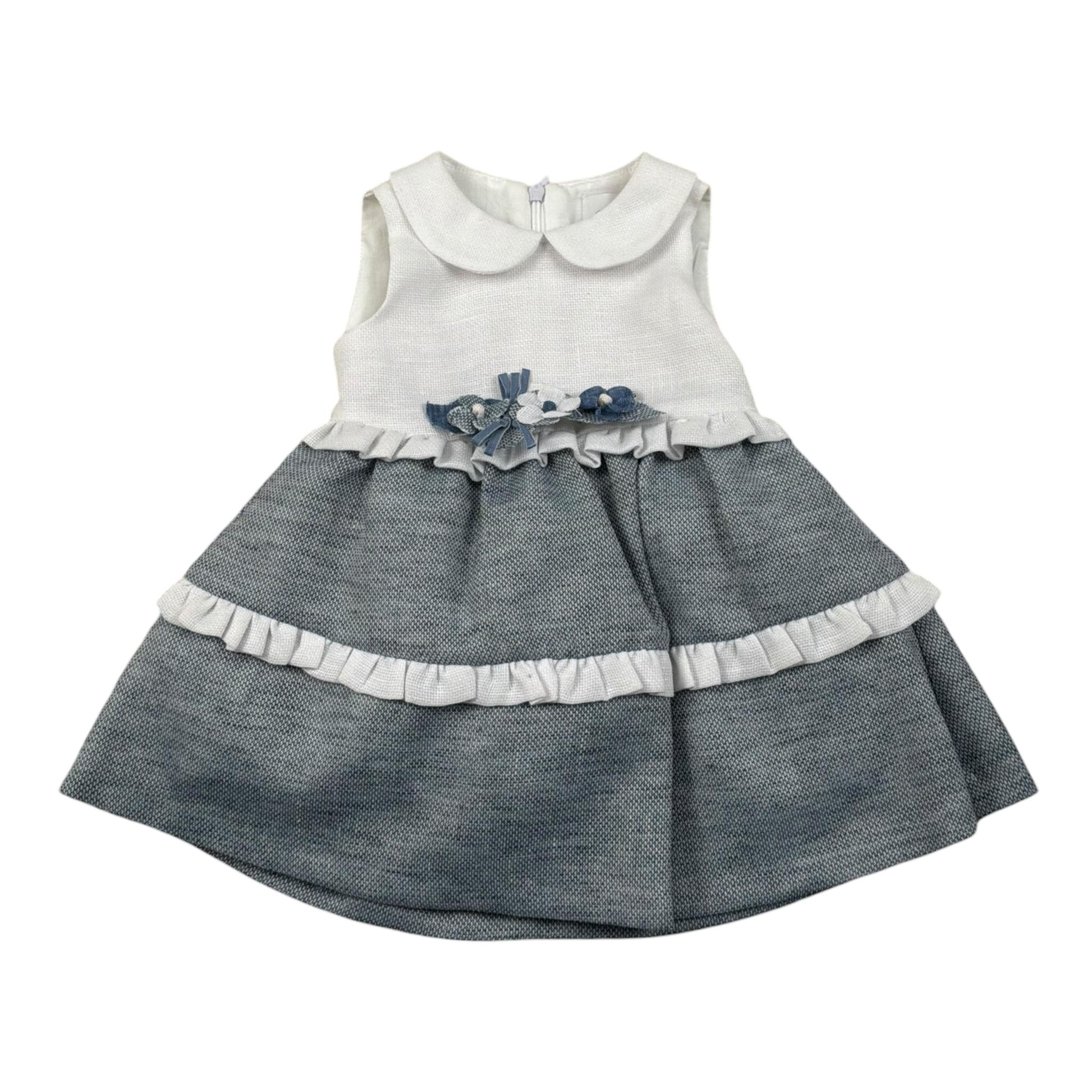 Ambaraba Abito Giromanica Bicolore con Applicazioni per Neonata 211 BIANCO/BLU AMBARABA 