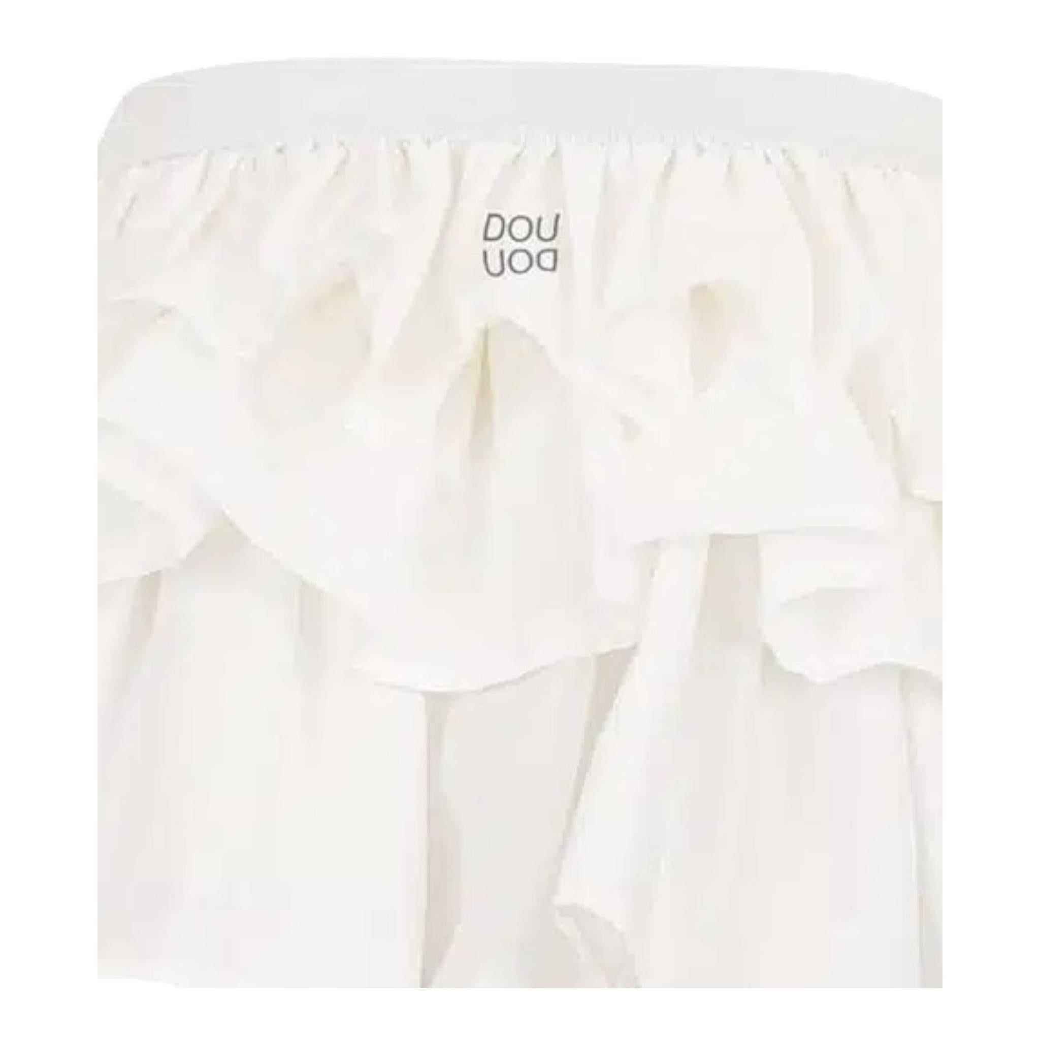 Dou Dou Gonna Tinta Unita con Balze E Elastico In Vita per Bambina DW7A61 BIANCO DOU DOU 