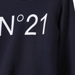 N°21 felpa tinta unita girocollo con stampa Blu per Bambino N21588 BLU N°21 