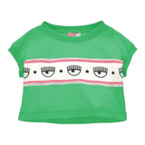 Chiara Ferragni T-Shirt Modello Crop Tinta Unita Con Stampa Verde Per Bambina