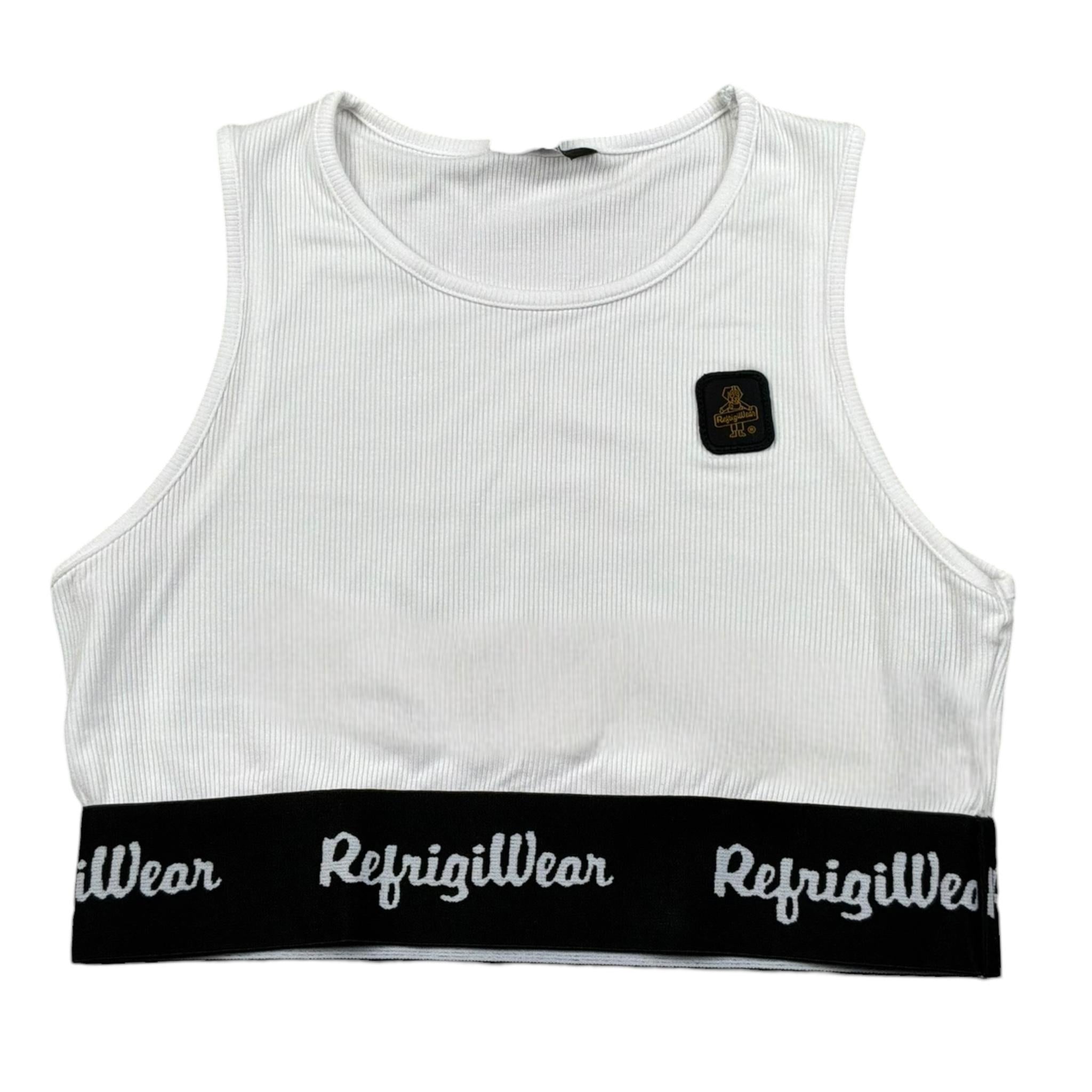 Refrigiwear Top Tinta Unita con Elastico Logato per Bambina 341YRFJS25X BIANCO REFRIGIWEAR 