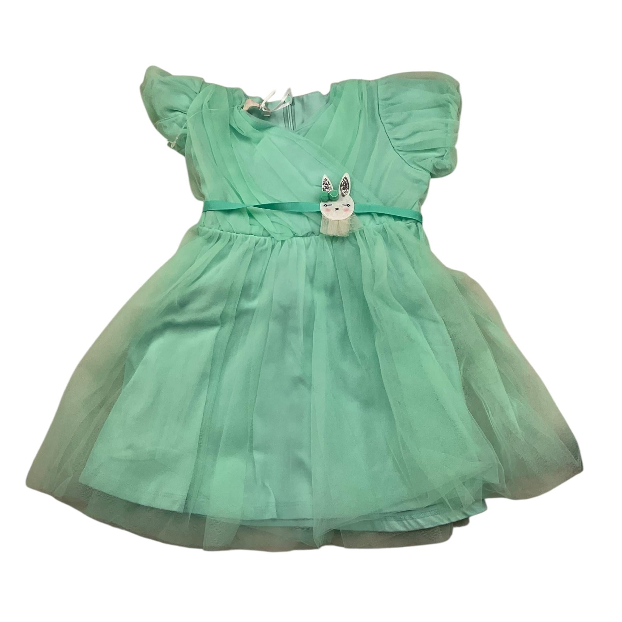 Liu Jo Abito Mezza Manica Tinta Unita In Tulle per Neonata HA5058 VERDE ACQUA LIU JO 