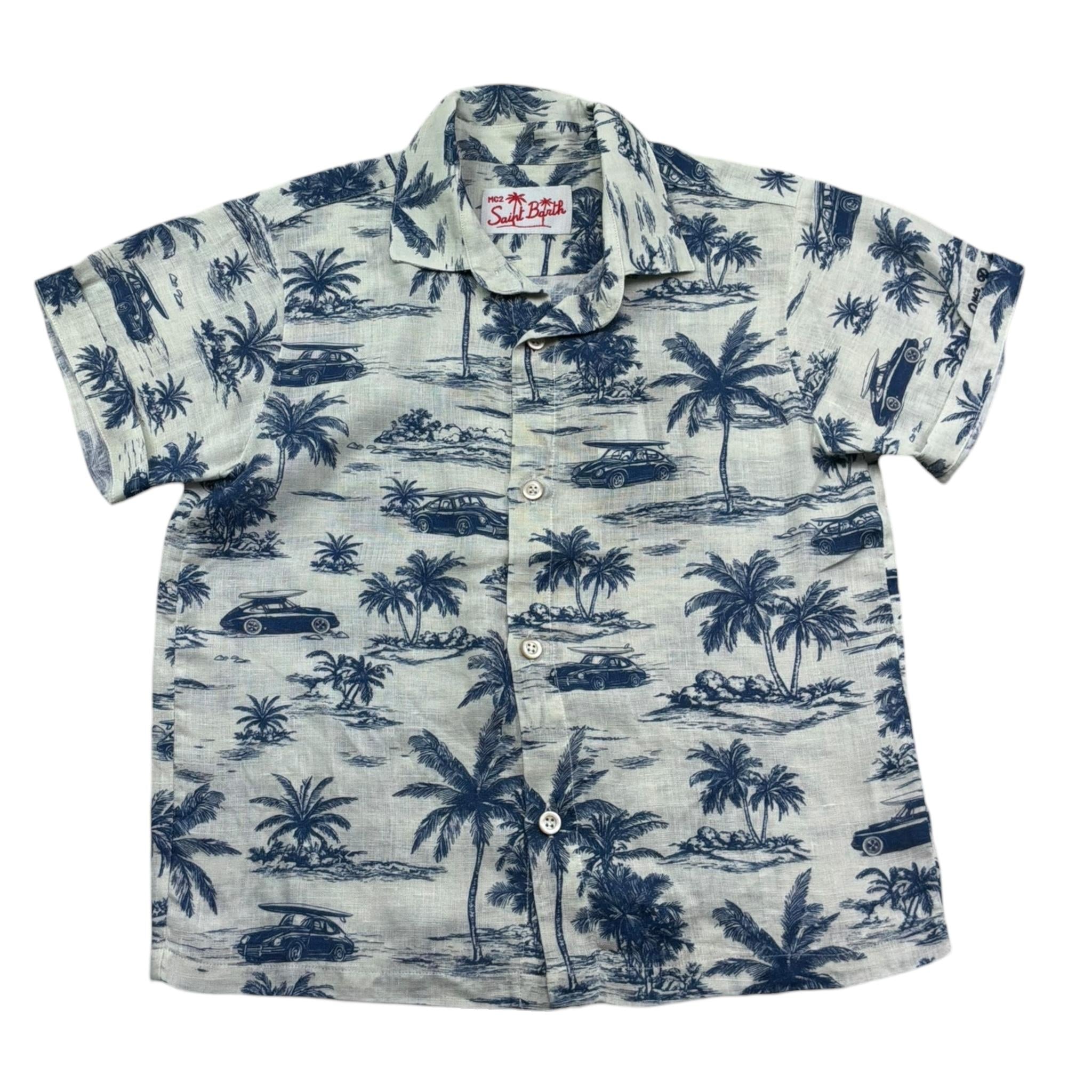 Saint Barth Camicia Mezza Manica Tinta Unita con Fantasia per Bambino 00860L BEIGE SAINT BARTH 