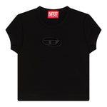 Diesel T-Shirt Girocollo Tinta Unita con Logo per Bambina J01830XX NERO DIESEL 