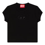 Diesel T-Shirt Girocollo Tinta Unita con Logo per Bambina J01830XX NERO DIESEL 