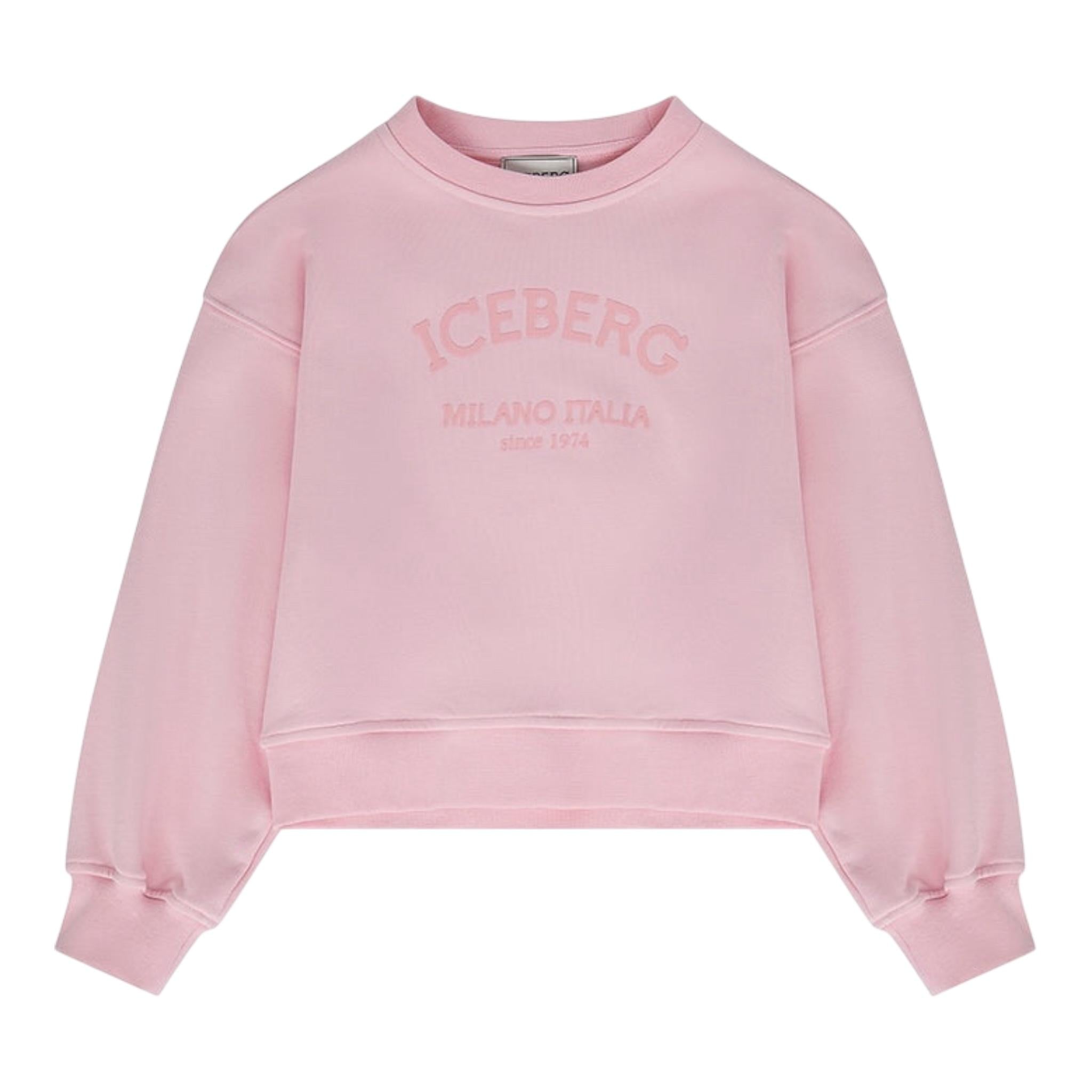 Iceberg Felpa Girocollo Tinta Unita con Logo per Bambina MFICE5151J ROSA ICEBERG 
