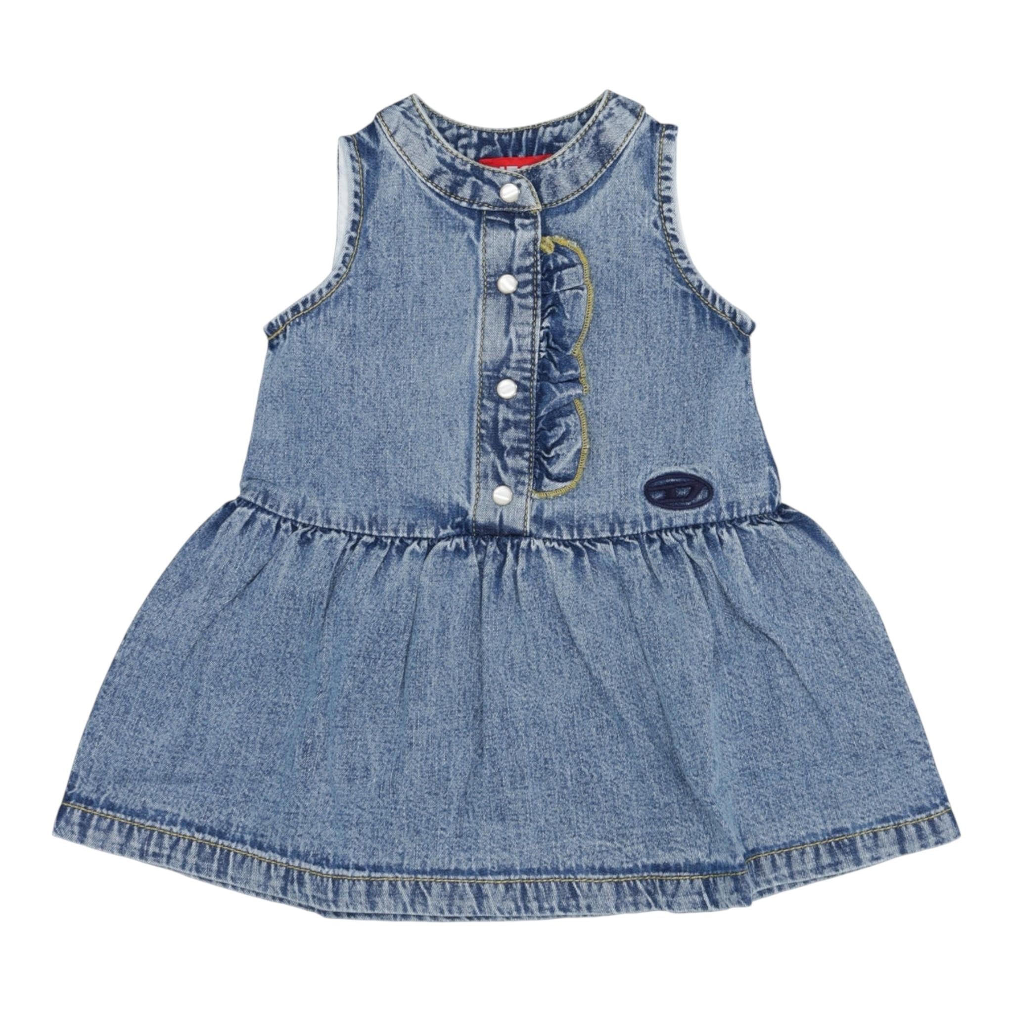 Diesel Abito Giromanica In Denim Tinta Unita per Neonata K00597 BLU DIESEL 
