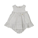Mayoral Abito Tinta Unita Set con Coulotte Fantasia A Righe per Neonata 1844 BIANCO/BLU MAYORAL 