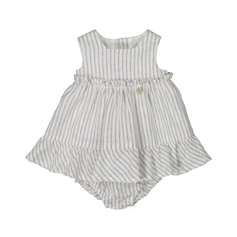 Mayoral Abito Tinta Unita Set con Coulotte Fantasia A Righe per Neonata 1844 BIANCO/BLU MAYORAL 