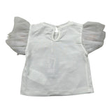 Miss Grant T-Shirt Girocollo Tinta Unita con Applicazioni per Neonata MG1335 BIANCO MISS GRANT 