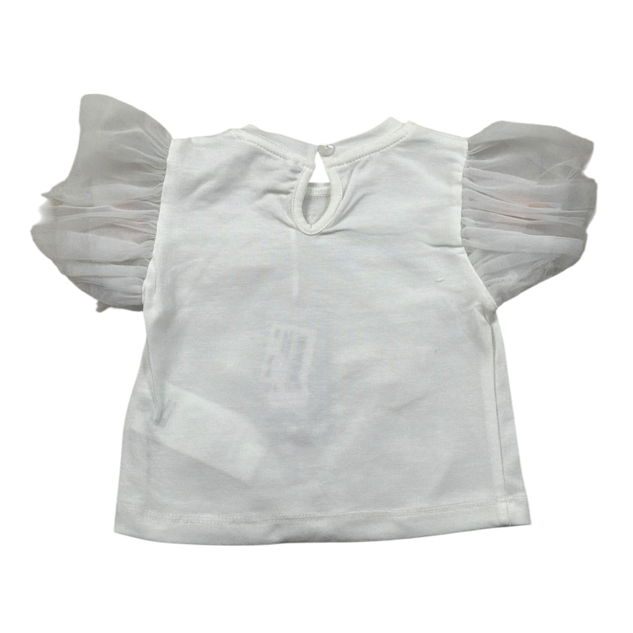 Miss Grant T-Shirt Girocollo Tinta Unita con Applicazioni per Neonata MG1335 BIANCO MISS GRANT 