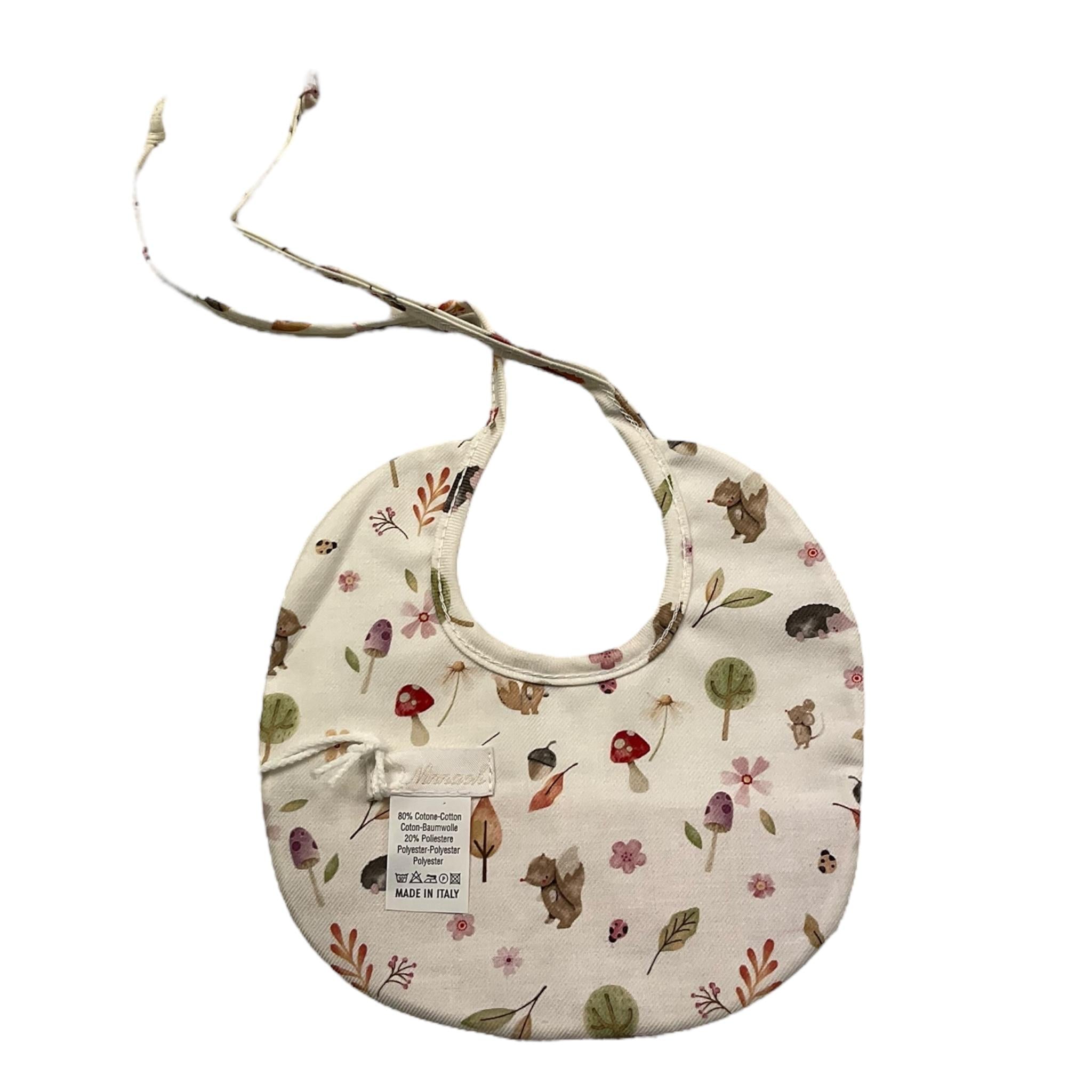 NINNAOH bavetta tinta unita con stampa Bianco/rosa per Neonata I2496 BIANCO/ROSA NINNAOH 