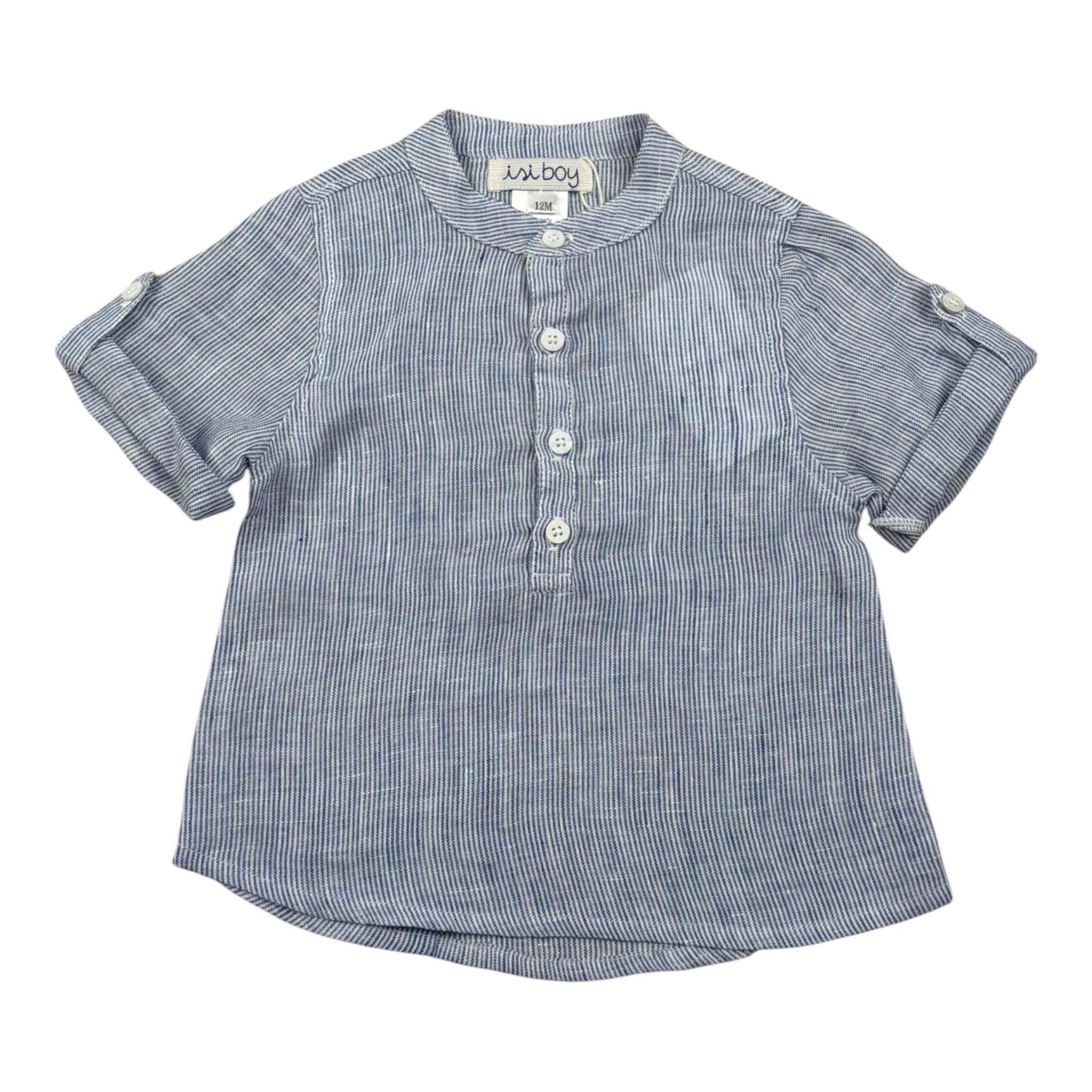 Malvi & Co Camicia Mezza Manica tinta unita con Fantasia A Righe Azzurro per Neonato S25B214CALR AZZURRO MALVI & CO 