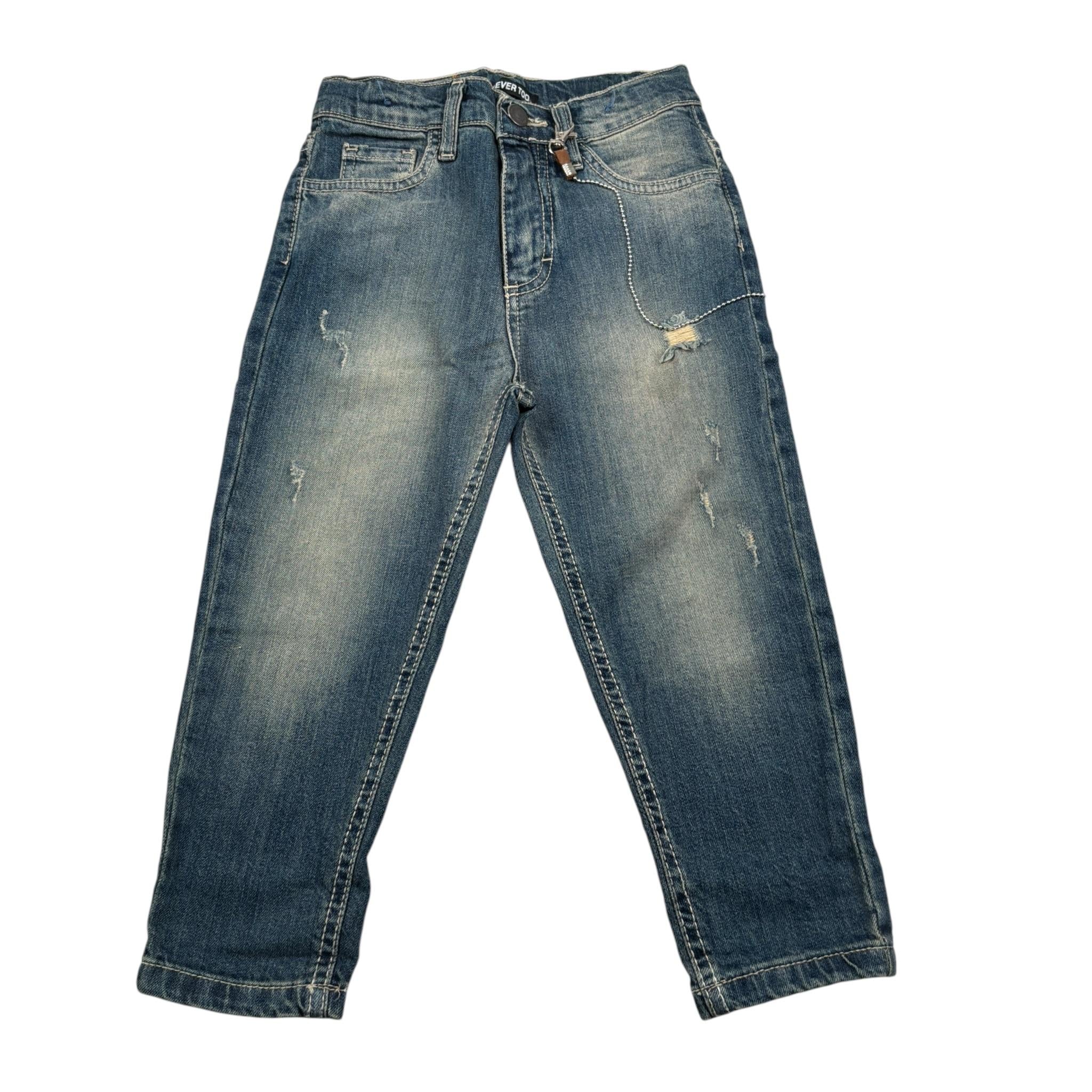 Never Too Jeans tinta unita con Girovita Regolabile Blu per Bambino NT1365B BLU NEVER TOO 