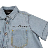 John Richmond Camicia Mezza Manica In Denim Tinta Unita per Neonato RBP25158CEB AZZURRO JOHN RICHMOND 