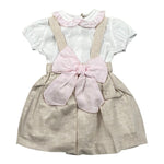 La Stupenderia Completo 2 Pezzi Body-Salopette Bicolore per Neonata TBCT54 BIANCO/BEIGE LA STUPENDERIA 