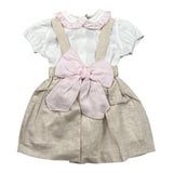 La Stupenderia Completo 2 Pezzi Body-Salopette Bicolore per Neonata TBCT54 BIANCO/BEIGE LA STUPENDERIA 