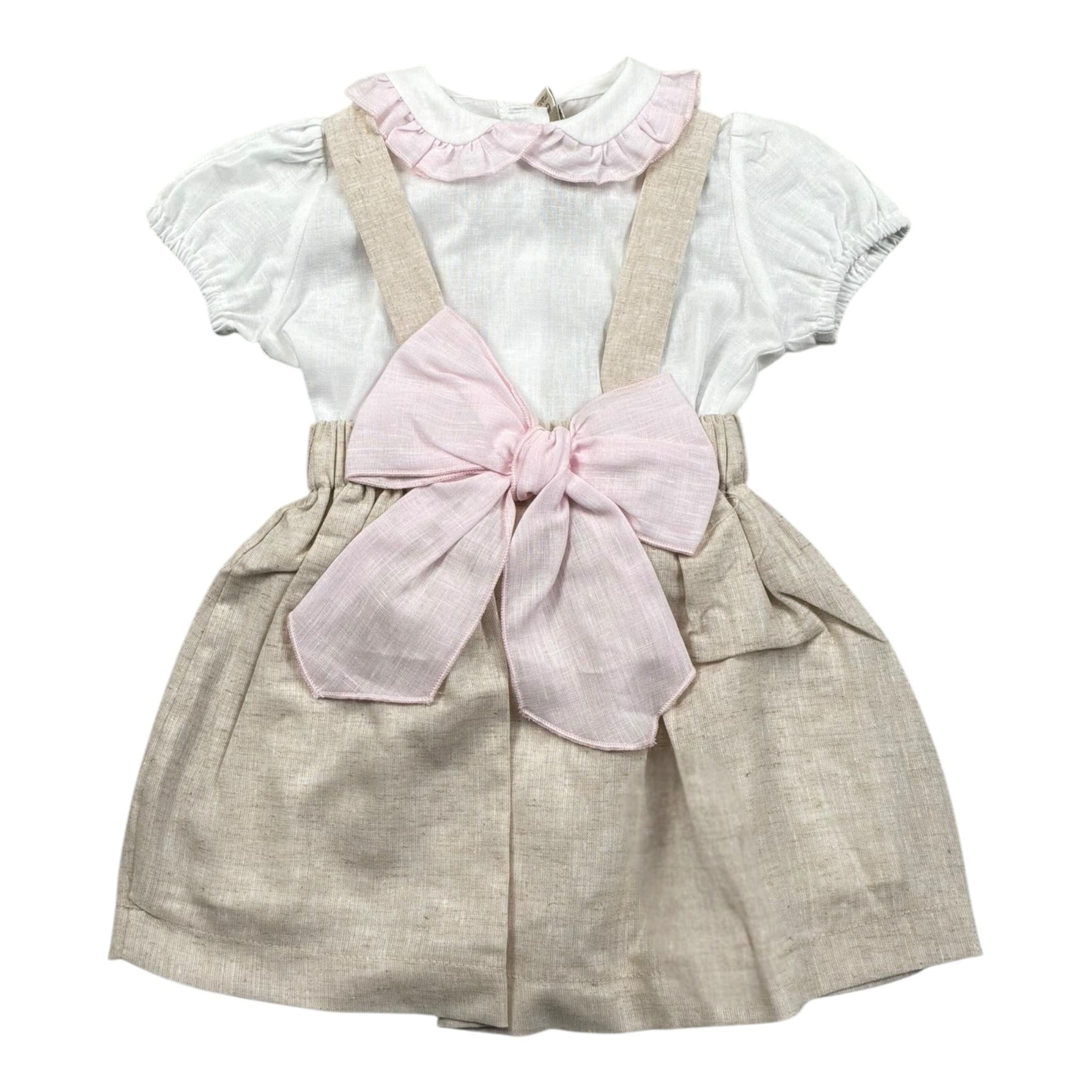 La Stupenderia Completo 2 Pezzi Body-Salopette Bicolore per Neonata TBCT54 BIANCO/BEIGE LA STUPENDERIA 