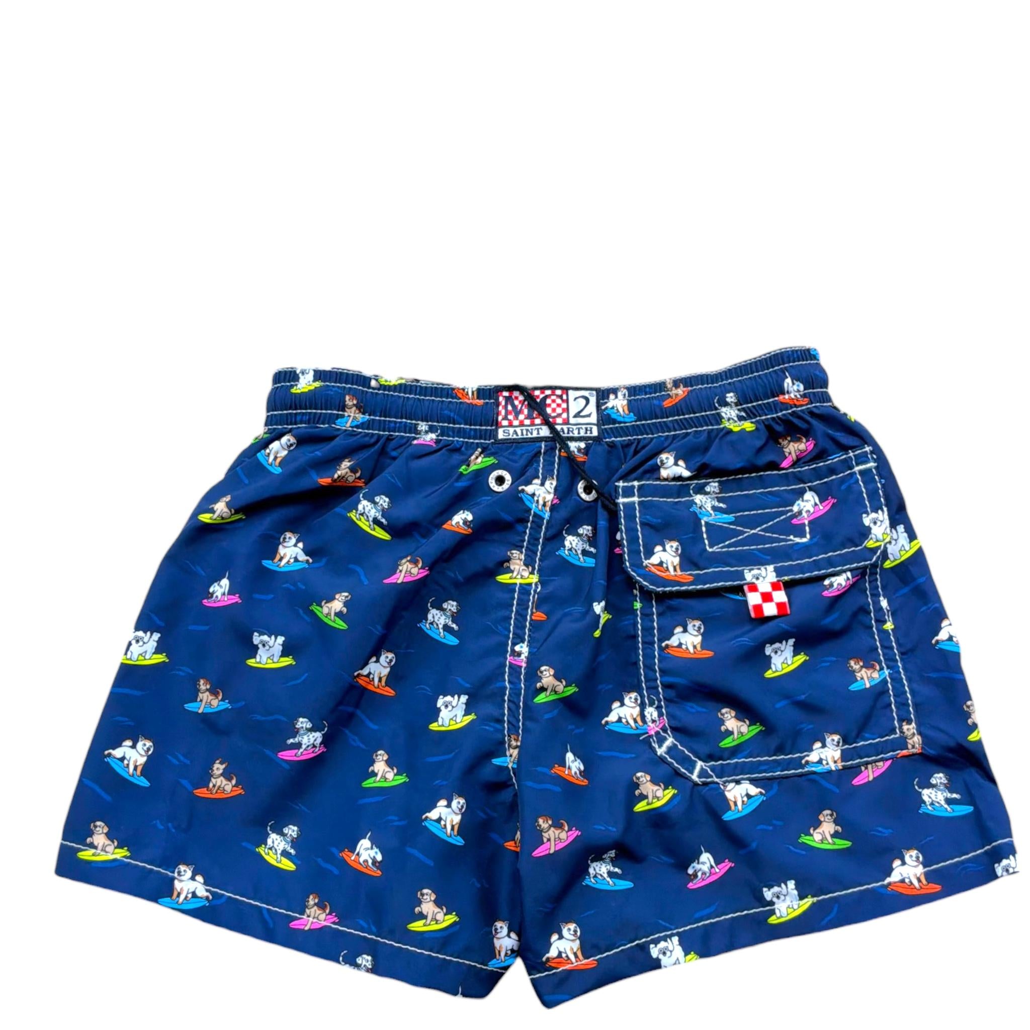 Saint Barth Costume Modello Boxer Tinta Unita con Stampa per Bambino SOGSURF BLU SAINT BARTH 